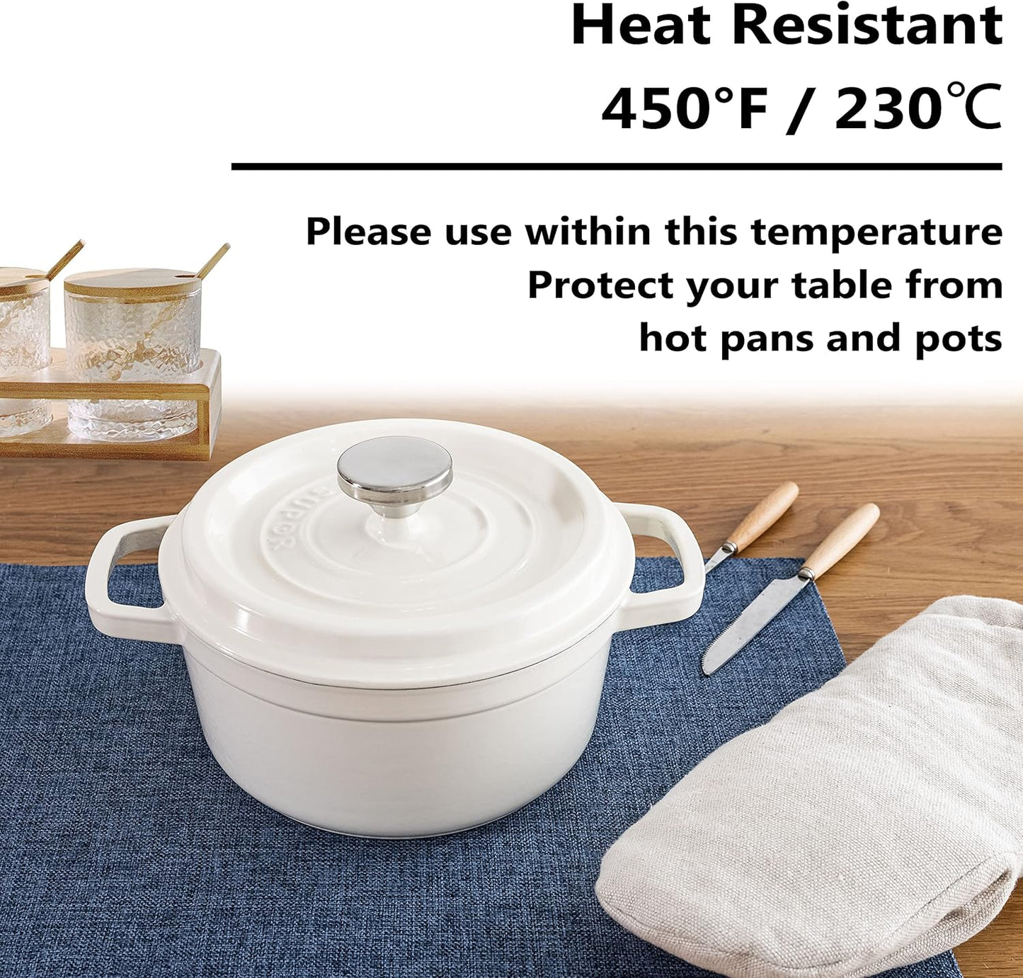 Home Brilliant Set of 6 Placemats Heat Resistant Dining Table Place Mats Kitchen Table Mats, Navy Blue