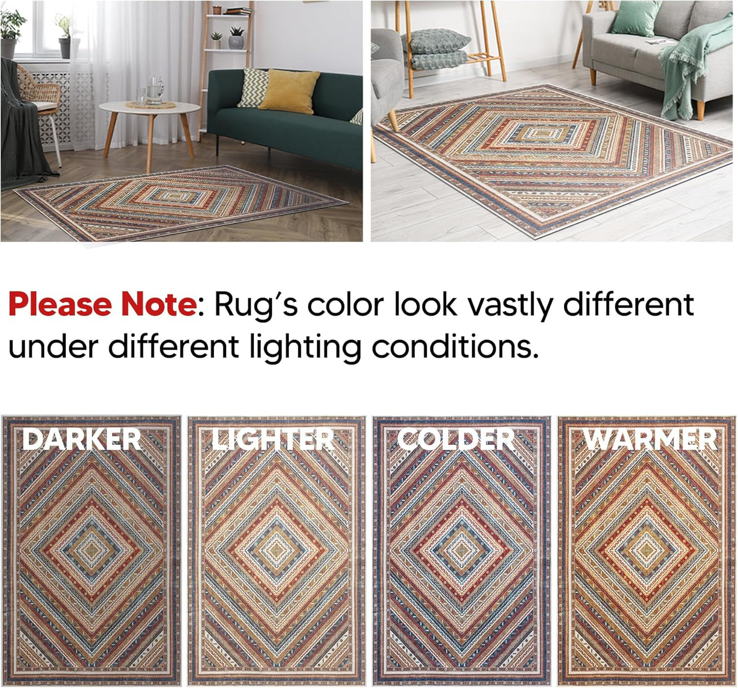 Keen Home Design 2x3 Rug - Machine Washable Entry Rug with Non-Slip Backing, Ideal for Enteryway, Kitchen, Bathroom, Laundry Room - Vintage, Easy Clean, Durable, Low Pile Rug - (2' x 3')