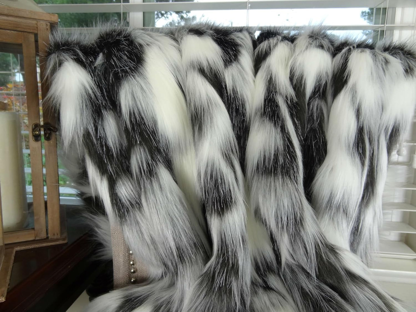 Gray Black White Faux Fur Throw Blanket & Bedspread - Tibet Fox Fur - Gray Black White Luxury Faux Fur - Soft Faux Fur Blanket, Made in USA, 16438