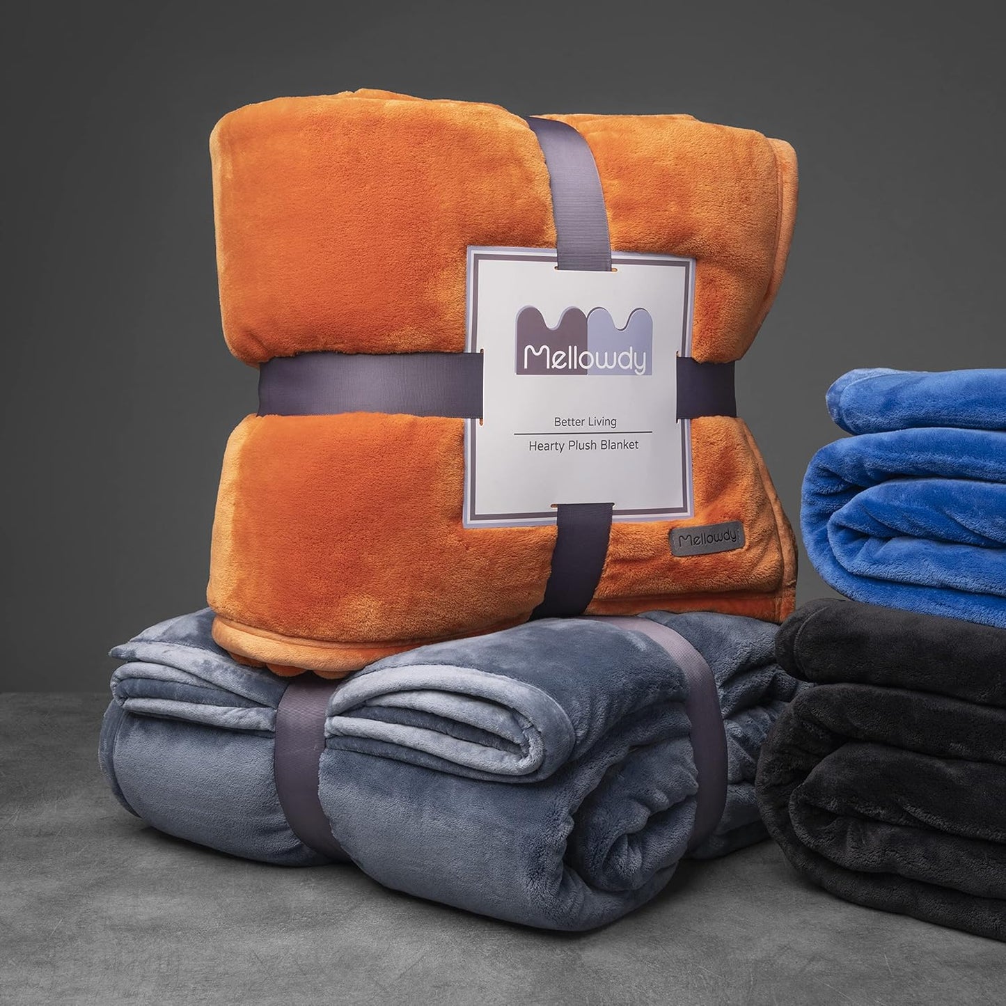 Mellowdy Extra Thick Hearty Plush Flannel Blanket (Burnt Orange, 60x80) - 500GSM Twin Size Warm Blanket for Winter, Fall | Soft, Fluffy, Cuddly, Perfect for Bed, Oversized Throw for Couch, Sofa