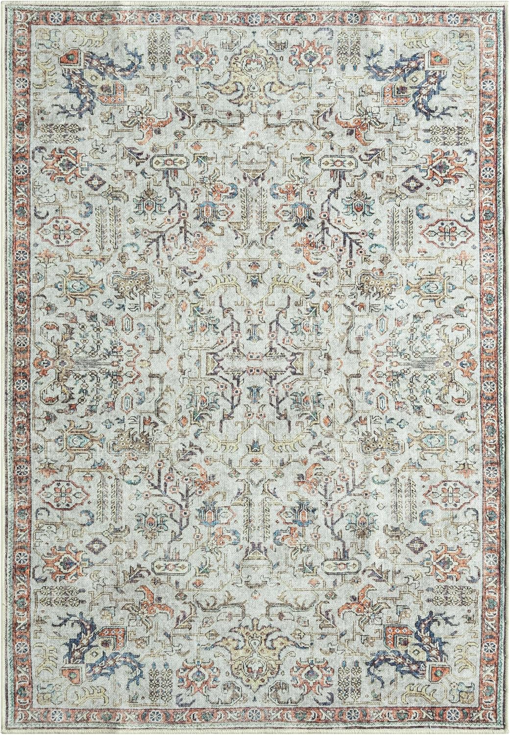 Keen Home Design 3x5 Rug - Machine Washable Entry Rug with Non-Slip Backing, Ideal for Enteryway, Kitchen, Bathroom, Laundry Room - Vintage, Easy Clean, Durable, Low Pile Rug - (3' x 5')